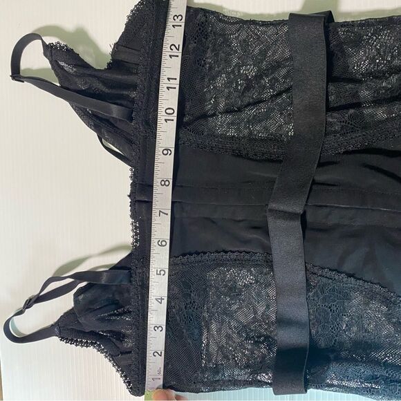 Adore me sexy black lace Black Lace Corset lace front garter straps 34B - Picture 10 of 13